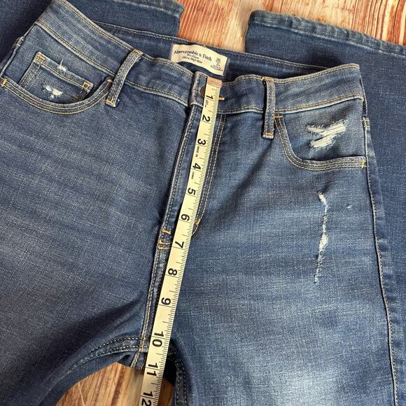 Abercrombie & Fitch FLARE Size 2 Blue High Rise Wide Leg Jeans Denim Pants 26x31 - Picture 6 of 10